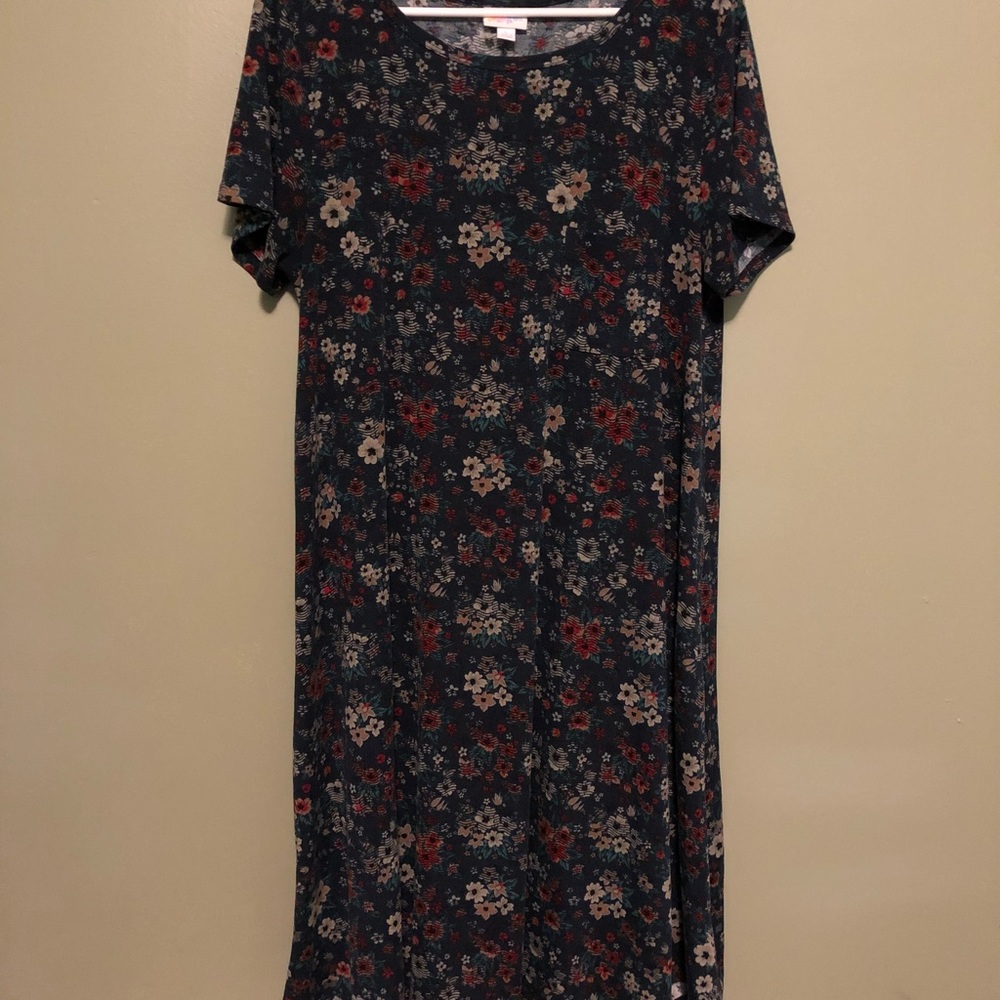 LuLaRoe Carly large floral blue - worn 1x
